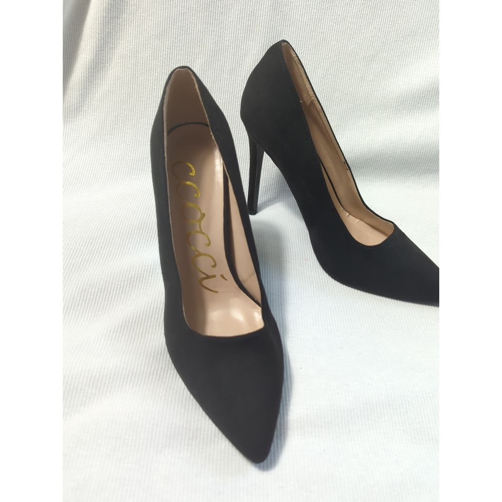 Ccocci‎ Jackie Black Faux Suede Pointed Toe Stiletto Pump Heels Womens Size 10